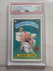 1985 Garbage Pail Kids #14b Jason Basin Glossy - PSA 8(ST) GPK OS1 Sticker Card - Picture 1 of 6