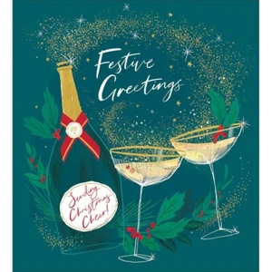 5 Woodmansterne Festive Cheers Christmas Cards - Charity UK Made Xmas Cards - Picture 1 of 1