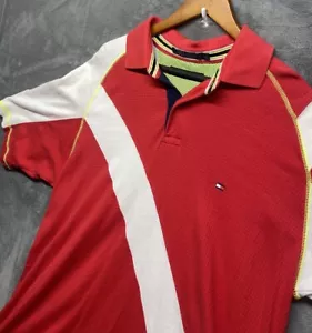 Camisa polo Tommy Hilfiger vintage para hombre talla XL roja y blanca - Imagen 1 de 10