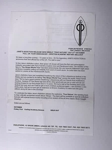 Janes Addiction Press Release New Single 'True Nature' Brixton Academy Oct 2003 - Picture 1 of 12