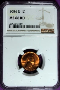1954 - D NGC MS66RD LINCOLN CENT!!  #B35090 - Picture 1 of 2