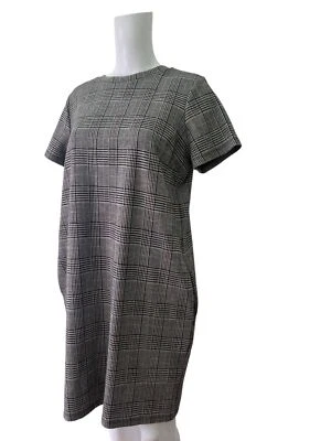 NEXT Petite Dress Size Large 16 Grey Cotton Check Shift Pockets Womens EU44 - Image 1 of 4