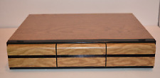 Vintage Cassette Tape Holder 3 Drawer Storage Case Faux Wood Holds 48 Cassettes