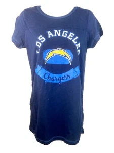 NFL Los Angeles Chargers Ladies Navy Mesh Top Solid Bottom Maternity T-Shirt - Picture 1 of 2