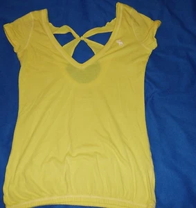 WOMANS SMALL ABERCROMBIE & FITCH LEMON YELLOW SUNBURST OPEN BACK TOP SUMMER FUN - Picture 1 of 6