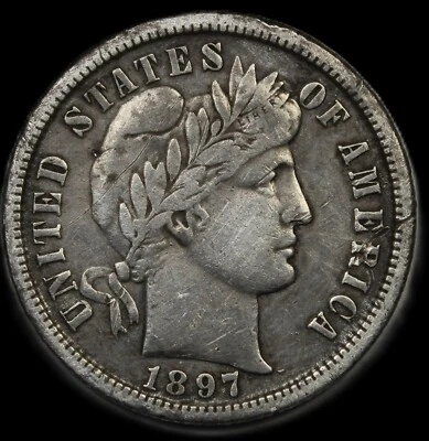 1897 S BARBER DIME-SEMI KEY DATE- CHOICE XF ( DETAIL SCRATCHES ) JAM290 - Image 1 of 2