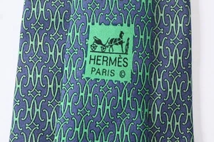 HERMES PARIS 7169 FA "H PATTERN" BLUE SILK MEN'S Neck Tie W:3 1/2" BY L:60" - Bild 1 von 5