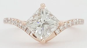 Ideal Princess Cut Diamond Engagement Ring 1.22 ct F/VVS2 14K Rose Gold Rtl $10k - Picture 1 of 9