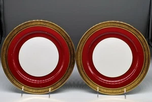 2 Minton Gold Encrusted Red Dinner plate G9723 1922 - Picture 1 of 6