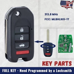 Upgraded Flip Remote Key for Honda Accord Civic 2016 2017 2018-2020 MLBHLIK6-1T - Picture 1 of 5