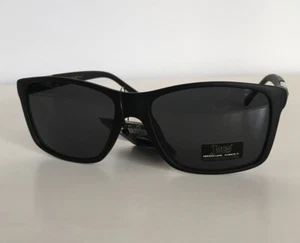 Mens Locs Sunglasses Classic Rectangular Frame Black Shades UV 400 Free Bag - Picture 1 of 9