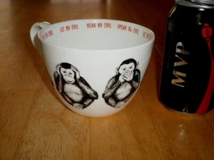 [MONKEYS] "SEE NO EVIL-HEAR NO EVIL-SPEAK NO EVIL",[JUMBO] BONE CHINA Coffee Cup - Picture 1 of 12