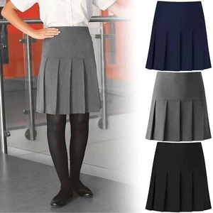 NEW GIRLES WOMENS ALL ROUND PLEATED SCHOOL SKIRT WITH SIDE ZIP UK SIZES 8-20 - Picture 1 of 4