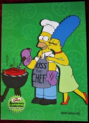 THE SIMPSONS 10th ANNIVERSARY - Card #61 - "KISS THE CHEF - BBQ" - INKWORKS 2000 - Image 1 of 2
