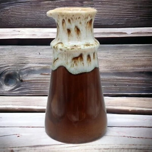 Brocca cremoso sciroppo cruet smalto gocciolatoio crema e blu vintage gres marrone con crema e smalto blu - Foto 1 di 7