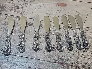 Vintage Arthur Court Silver Plated Cocktail Knives Set Of 8 Grapes Pattern - Picture 1 of 3