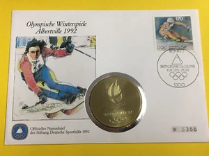 Numisbrief Olympische Spiele Albertville 1992 mit thematischer Medaille (NU53 - Picture 1 of 1