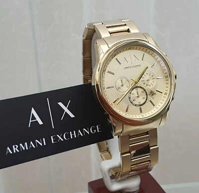 New ARMANI EXCHANGE Mens Watch Gold Plated Chronograph Gift for Him ! A30 - image 1 of 4