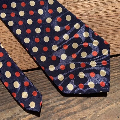 Vintage 90s Pierre Cardin Double Pattern Polka Dot Tie - Image 1 of 4