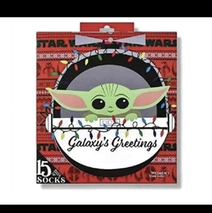 Mujer (Talla 4-10) 15 Días de Mandaloriano Bebé Yoda Calcetines Regalo Navidad Adviento - Imagen 1 de 3
