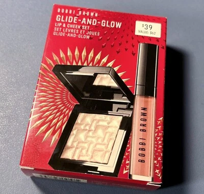 Conjunto de iluminador de labios y mejillas Bobbi Brown deslizante y brillante + brillo de labios nuevo en caja auténtico Foto 1 de 3