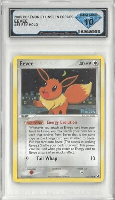 2005 Pokémon EX Unseen Forces EEVEE #55/115 Reverse Holo 💎 DSG 10 Gem Mint - Image 1 of 2