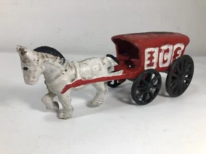 Vintage Cast Iron Toy Horse & Ice Wagon Cart Stage Coach  - Picture 1 of 9
