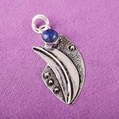 Pingente de prata esterlina 925 pedra preciosa lápis-lazúli vintage feito à mão joias presentes - Imagem 1 de 4