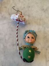 Vintage Kitsch Napco Pixie Elf Soldier Nutcracker Felt Ornament W/Umbrella~Japan