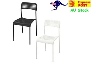 IKEA ADDE Dining Chair White Black Kitchen Lightweight Indoor Steel Stackable - Picture 1 of 1