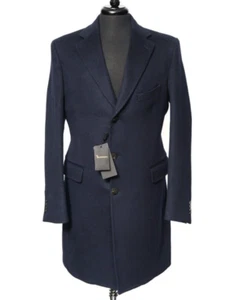 New Billionaire Couture Navy 100% Cashmere 3/2 Roll Top Coat Jacket 48 7R 38 38R - Picture 1 of 8