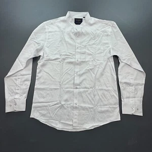 Camisa de vestir para hombre FLEX mediana blanca cuello banda manga larga resistente a las arrugas - Imagen 1 de 11