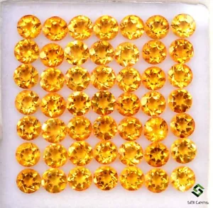Natural Citrine Round Cut 4 mm Lot 25 Pcs 5.36 CTS Calibrated Loose Gemstones - Picture 1 of 8