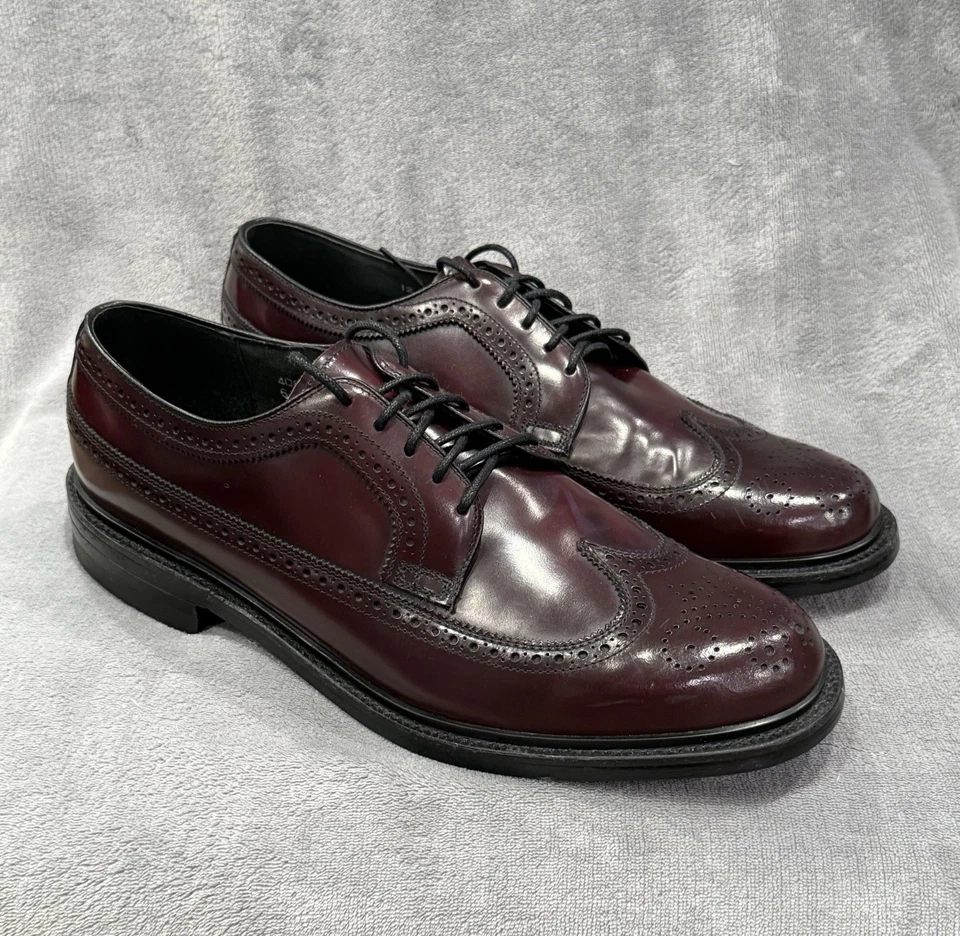 Vtg Stafford Wingtip Oxford Dress Shoes Burgundy Leather Classic Size 12 New - Image 1 of 4