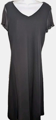 Woman's Black JONES NEW YORK DRESS - Polyester w/Silk Trim - Size 12 - Image 1 of 4