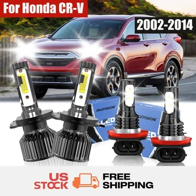 For Honda CR-V 2002-2013 2014 LED Headlight High Low+ Fog Light Bulbs Combo - Image 1 of 4