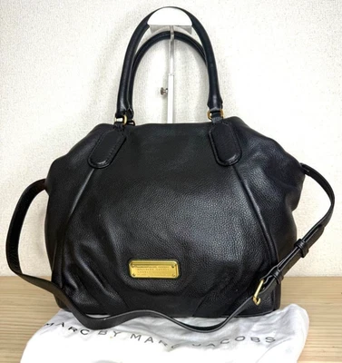 MARC JACOBS Classic Q Fran 2way Tote Shoulder Bag Handbag Black Leather Used JP - Image 1 of 4