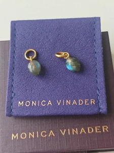 2 X Monica Vinader Labradorite Fiji Bud Gemstone Pendant Charm Yellow Gold Verme - Picture 1 of 15