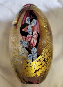 Vintage 2000 Roger Gandelman Art Glass Flower Perfume Bottle Signed No Stopper~ - Picture 1 of 7