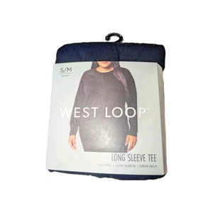 West Loop Women's Long Sleeve Crew Neck Tee, Black Size S/M - Picture 1 of 2
