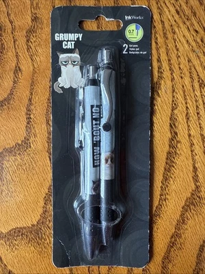 Nuevo Stock Antiguo Grumpy Cat 2 Plumas de Gel Paquete de 2 0.7 mm Sellado Tinta Negra Coleccionista Foto 1 de 4