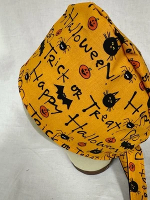 Men/Women Surgical Scrub Cap Lined Halloween Boo Great Color 100% Cotton - Image 1 of 3