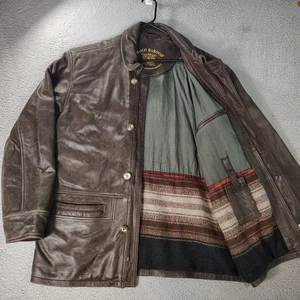 Roco Baroco Leather Jacket Mens XL Brown Lined Multipockets Heavyweight Biker - Picture 1 of 13