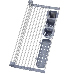 Expandable Roll Up Dish Drying Rack Up to 22.8''with 2 Storage Baskets,Over T... - Bild 1 von 7
