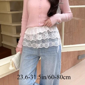 Lady Floral Lace Wide Belts Mini Skirts Hip Scarf Ruffle Hem Corset Tiered Sweet - Picture 1 of 9