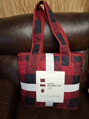 Edredón reversible Martha Stewart rojo negro a cuadros búfalo completo Queen 2 fundas Foto 1 de 4
