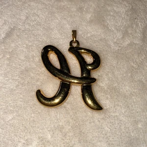 Vintage goldfarben kursiv Buchstabe H Charm für Anhänger oder Schlüsselanhänger 1 1/2" - Bild 1 von 10
