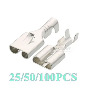 6.3mm Electrical Wiring Spade Tinning Crimp Female Socket Pin Terminals Contact - Picture 1 of 2