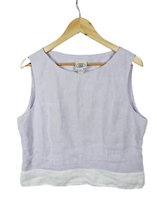 Laura Ashley Vintage Sleeveless Linen Top Size 18 Lilac - Picture 1 of 10