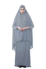 Muslim Women 2 Piece Prayer Dress Ahram Maxi Hijab Khimar Robe Abaya Clothing